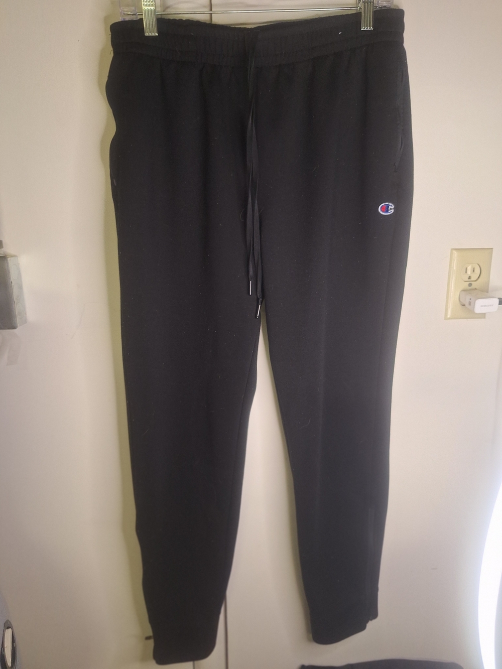 Champion Black Jogger Sweatpants with Drawstring Size Large
